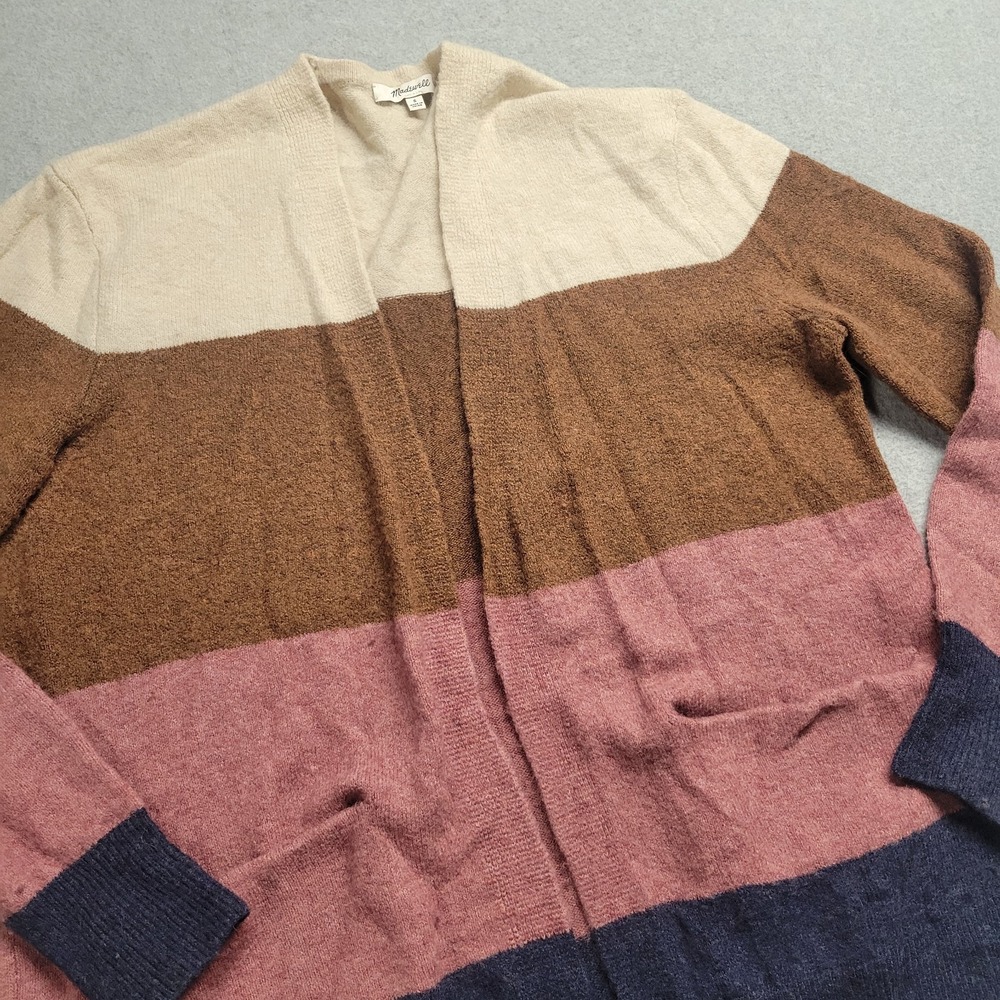 Madewell Kent Striped Cardigan Sweater in Coziest Yarn Colorblock Alpaca Blend S - Picture 1 of 8